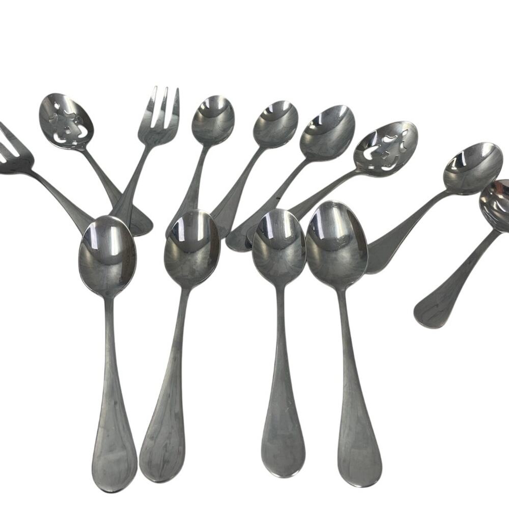 Lot of 13 Cambridge Silverware Serving Slotted Spoons Forks Serve Flatware